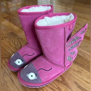 Emu Australia 100% Merino Wool Butterfly Boots Toddler Size 11 in Pink Preowned